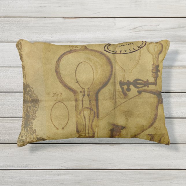 Coussin D'extérieur Bulle lumineuse Edison Steampunk Grande Fête des p (Devant)