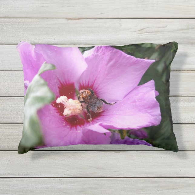 Coussin D'extérieur Bumblebebe sur la fleur d'Hibiscus (Devant)