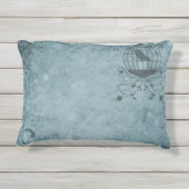 Coussin D'extérieur Cage d'oiseaux au bleu profond de Steampunk (Dos)