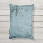 Coussin D'extérieur Cage d'oiseaux au bleu profond de Steampunk (Dos (Vertical))