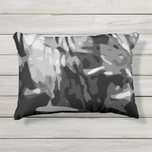 Coussin D'extérieur Camo Abstrait Black White Grey Motif