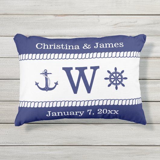 Coussin D'extérieur Capteurs nautiques Ancre de roue Ajouter des noms  (Devant)