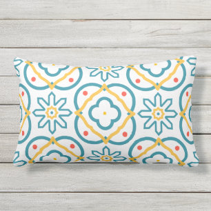 Coussin D'extérieur Carreau espagnol Méditerranée bleu jaune orange