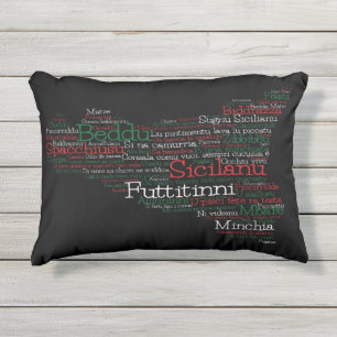 Coussin D'extérieur Carte d'art Word sicilien