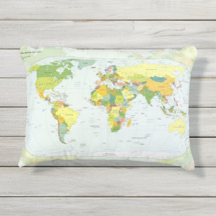 Coussin D'extérieur Carte du monde Atlas Poster Politique : Décoration