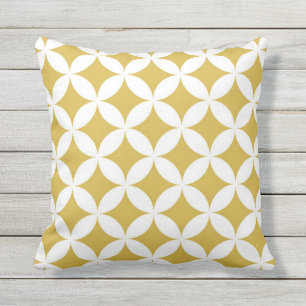 Coussin D'extérieur Cercles géométriques classiques dans la moutarde