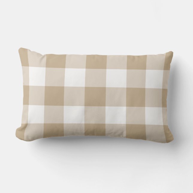 Coussin D'extérieur Chameau et blanc Buffalo Check En vichy Motif (Recto)