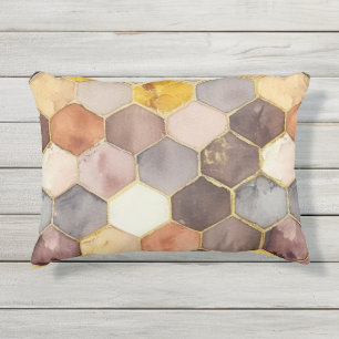 Coussin D'extérieur Champagne Blush au peigne de miel de Glam Abstrait