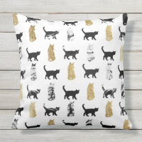 Chats Kitty en or et noir et Marbre blanc