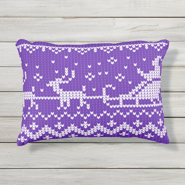 Coussin D'extérieur Chaudron moche Le Père Noël traîne et rennes (Devant)