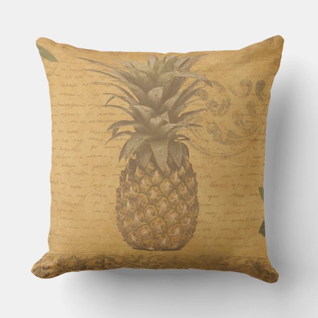 Coussin D'extérieur Chic et belle ananas Vintage Art (Recto)