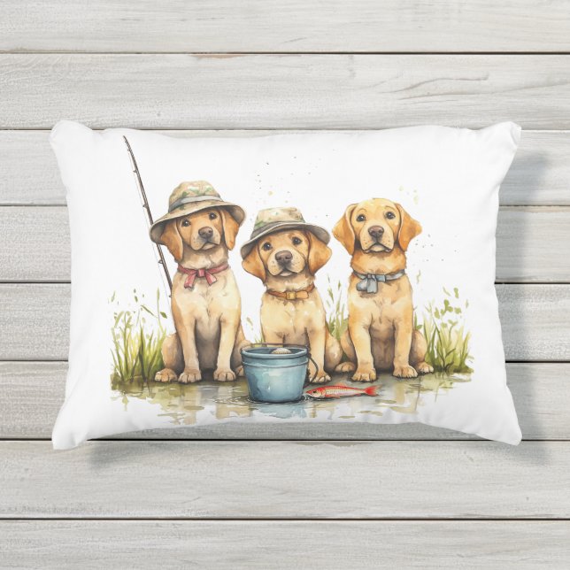 Coussin D'extérieur Chiens Labrador Retriever Pêchant (Devant)