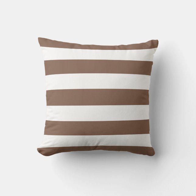 Coussin D'extérieur Chocolat moderne Brown et blanc rayures (Recto)