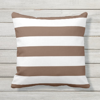 Coussin D'extérieur Chocolat moderne Brown et blanc rayures