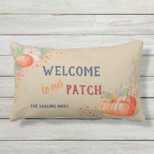 Coussin D'extérieur Citrouille d'automne Bienvenue à notre Patch Perso