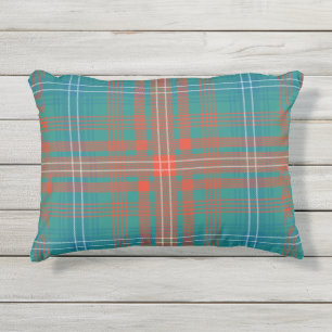 Coussin D'extérieur Clan Plaid Wilson Orange Turquoise Check Tartan