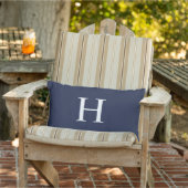 Coussin D'extérieur Classique Moderne Monogramme Bleu Marine (Chaise)