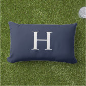 Coussin D'extérieur Classique Moderne Monogramme Bleu Marine (Herbe)