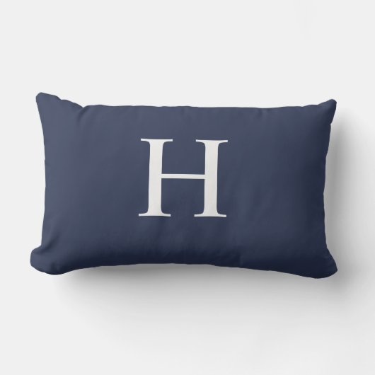 Coussin D'extérieur Classique Moderne Monogramme Bleu Marine (Recto)