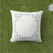 Coussin D'extérieur Clé grecque bleu ciel et blanc (Herbe)