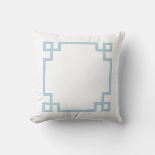 Coussin D'extérieur Clé grecque bleu ciel et blanc (Recto)