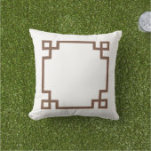 Coussin D'extérieur Clé grecque Brown et blanche (Herbe)