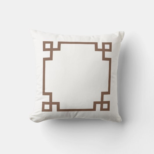 Coussin D'extérieur Clé grecque Brown et blanche (Recto)