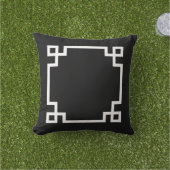Coussin D'extérieur Clé grecque noire et blanche (Herbe)