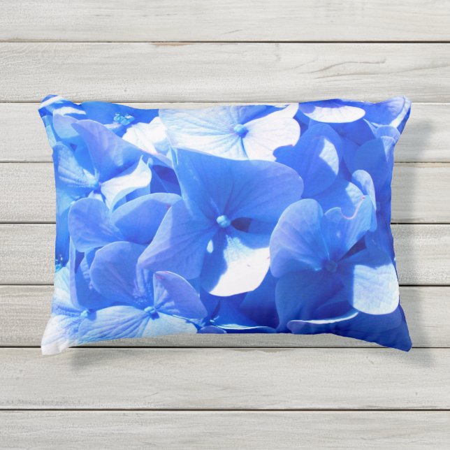 Coussin D'extérieur Cobalt bleu floral élégant bleu hydrangées (Devant)