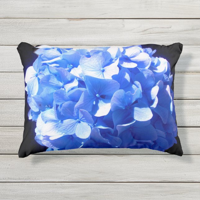 Coussin D'extérieur Cobalt bleu floral élégant bleu hydrangées (Devant)