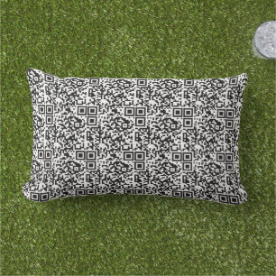 Coussin D'extérieur Code QR personnalisable Geek Abstrait noir et blan