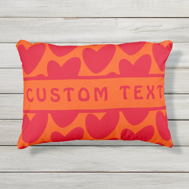 Coussin D'extérieur Coeurs rouges rétro et Super (Devant)