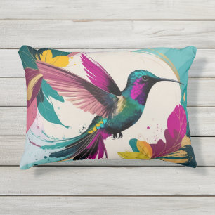 Coussin D'extérieur Colibri en vol : une Abstraite tropicale