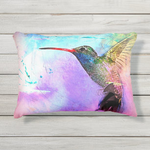 Coussin D'extérieur Colibris et aquarelle
