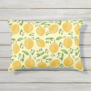 Coussin D'extérieur Collection Lemon Bloom jaune à motifs