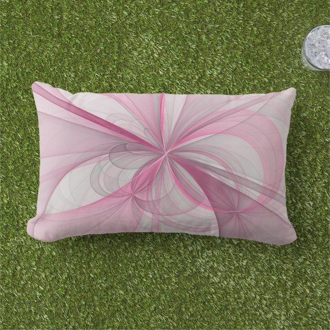 Coussin D'extérieur Conception Abstraite de fractal rose pâle moderne (Herbe)