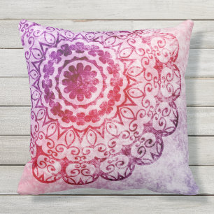 Coussin D'extérieur Conception pourpre de mandala de burn-out