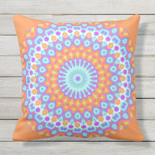 Coussin D'extérieur Conception rose orange de fête 2 de mandala