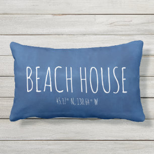 Coussin D'extérieur Coordonnées personnalisées Blue Beach House en ext