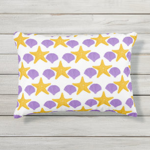 Coussin D'extérieur Coquilles Pourpres Étoiles de Mer Jaunes Vie Marin