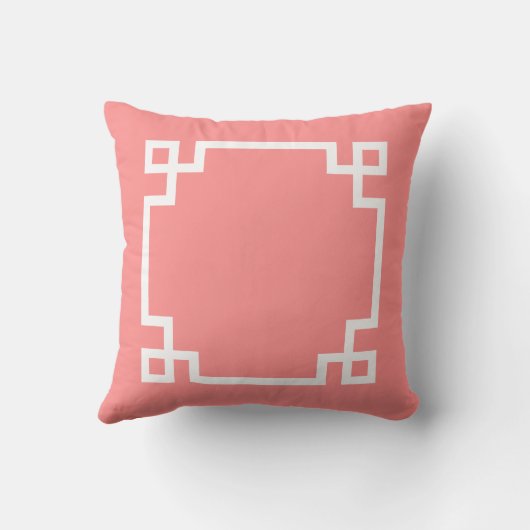 Coussin D'extérieur Corail et clé grecque blanche (Verso)