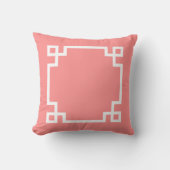 Coussin D'extérieur Corail et clé grecque blanche (Recto)