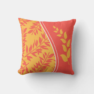 Coussin D'extérieur Corail et jaune doré à deux côtés avec Monogramme