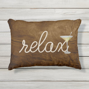 Coussin D'extérieur corde marine à texture de cuir marron et martini