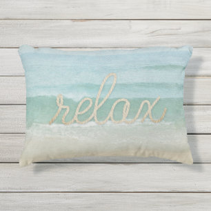 Coussin D'extérieur corde nautique détendre texte sur l'aquarelle océa
