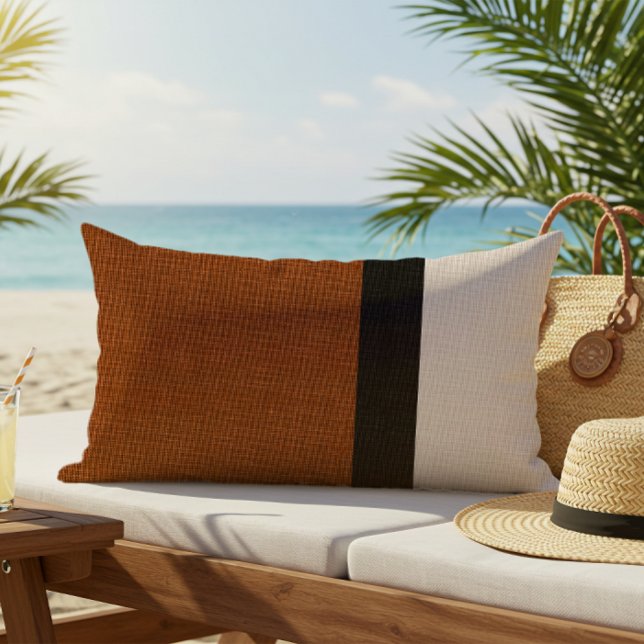 Coussin D'extérieur Couleur Bloc Linge look Russet Beige Noir extérieu (Créateur téléchargé)