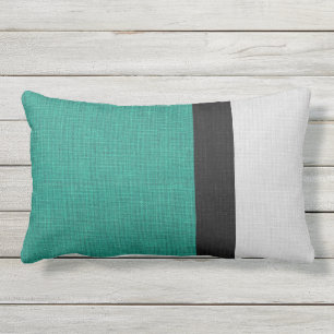 Coussin D'extérieur Couleur bloc Linge look Turquoise gris noir extéri