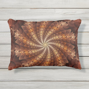 Coussin D'extérieur Couleurs Chaudes, Motif d'Art Fractal Moderne Psyc