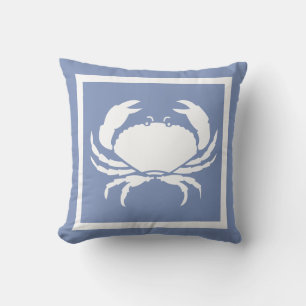 Coussin D'extérieur CRABE nautique extérieur blanc bleu mer