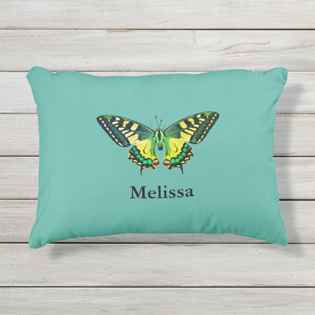 Coussin D'extérieur Cute Modern Photography Butterfly Ajouter un nom (Devant)